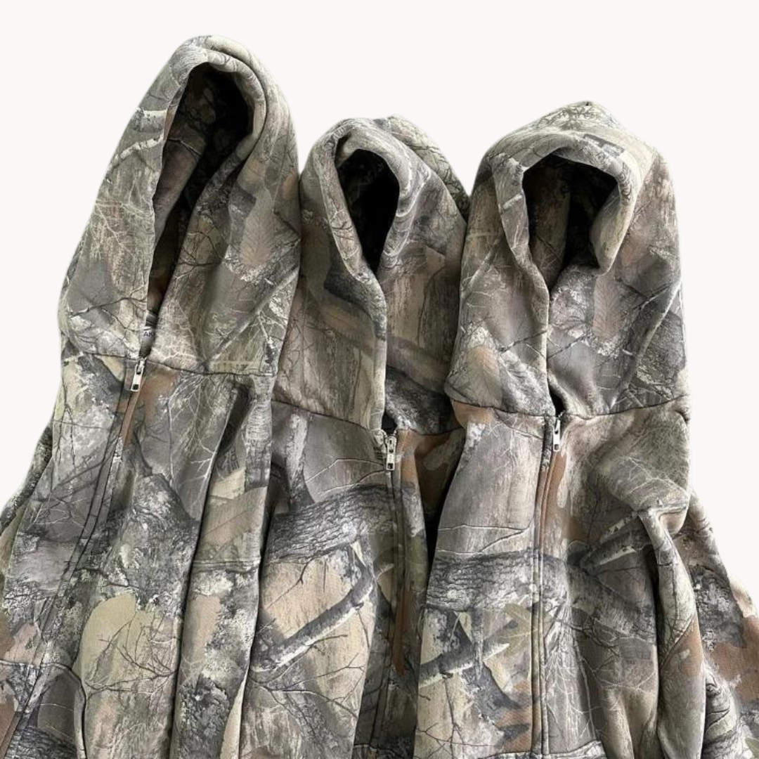Oversized Camouflage Hoodie - Relaxed Streetwear Fit Oversized Utility Hoodie for Everyday Casual Layering