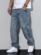 Relaxed Straight Leg Jeans - Everyday Casual Denim Fit