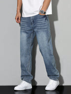 Relaxed Straight Leg Jeans - Everyday Casual Denim Fit