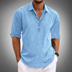 Linen Summer Shirt - Relaxed Half Button Holiday Layer
