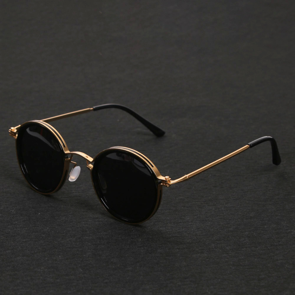 Round Metal Frame Sunglasses - Minimalist Everyday Eyewear Retro-Inspired Lightweight Sunglasses for Daily Styling