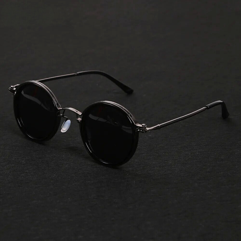 Round Metal Frame Sunglasses - Minimalist Everyday Eyewear Retro-Inspired Lightweight Sunglasses for Daily Styling