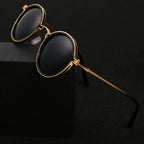 Round Metal Frame Sunglasses - Minimalist Everyday Eyewear Retro-Inspired Lightweight Sunglasses for Daily Styling