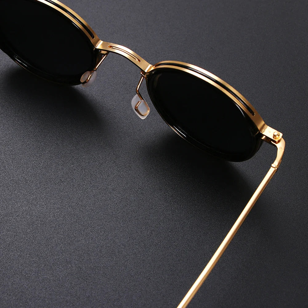 Round Metal Frame Sunglasses - Minimalist Everyday Eyewear Retro-Inspired Lightweight Sunglasses for Daily Styling