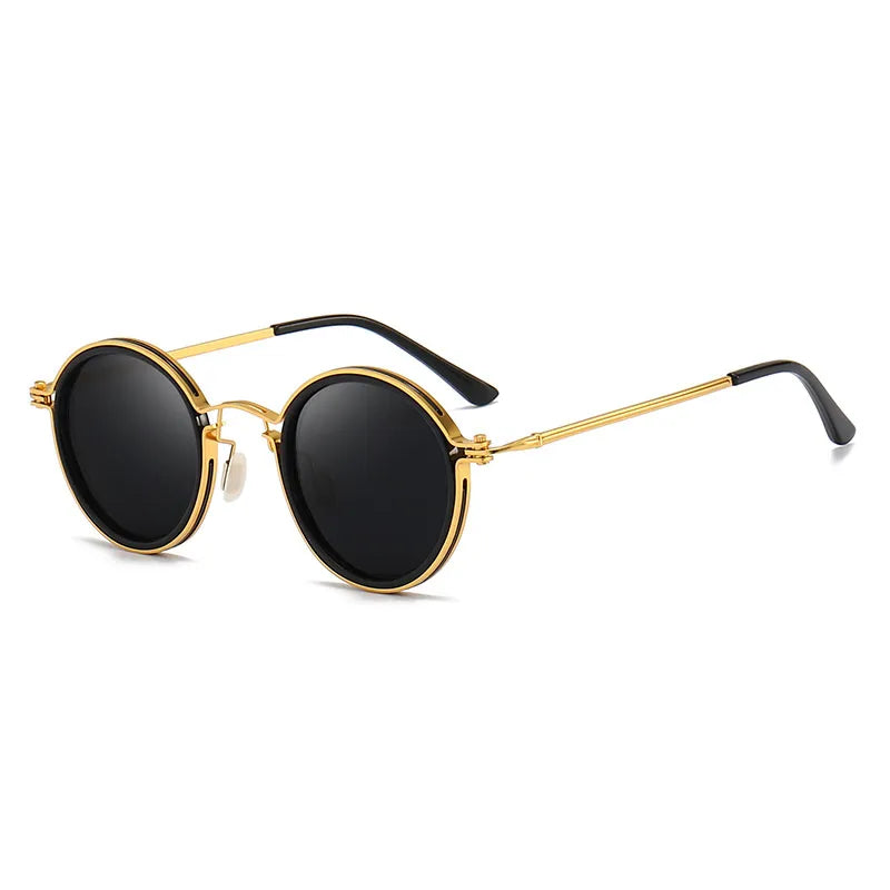 Round Metal Frame Sunglasses - Minimalist Everyday Eyewear Retro-Inspired Lightweight Sunglasses for Daily Styling