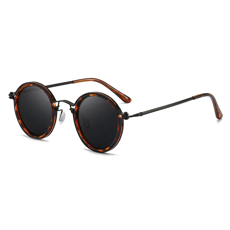 Round Metal Frame Sunglasses - Minimalist Everyday Eyewear Retro-Inspired Lightweight Sunglasses for Daily Styling