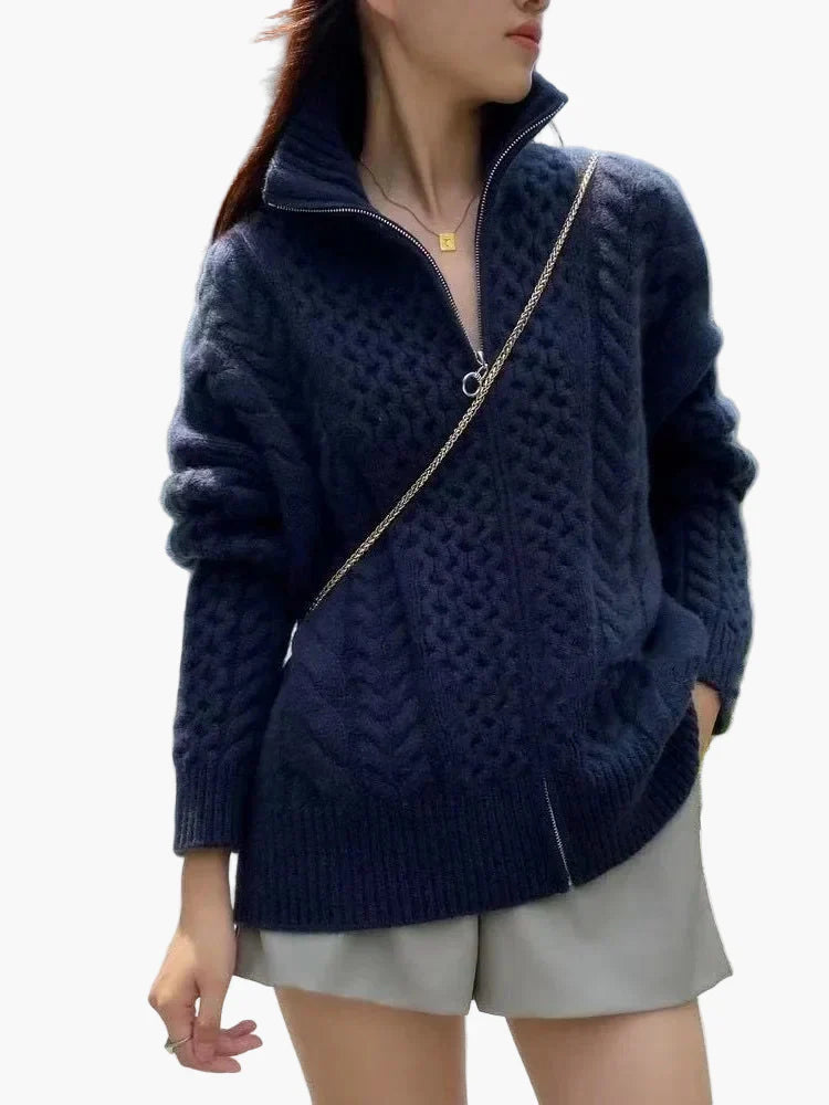 Women's Cable Knit Cardigan - Soft Everyday Knitwear