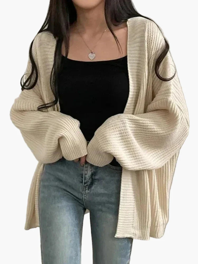 Oversized Knit Cardigan - Ladies' Casual Slouchy Fit Top