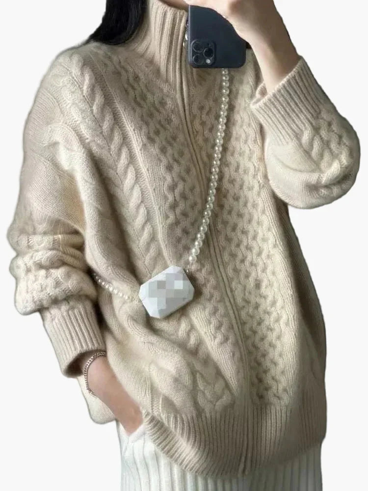 Women's Cable Knit Cardigan - Soft Everyday Knitwear
