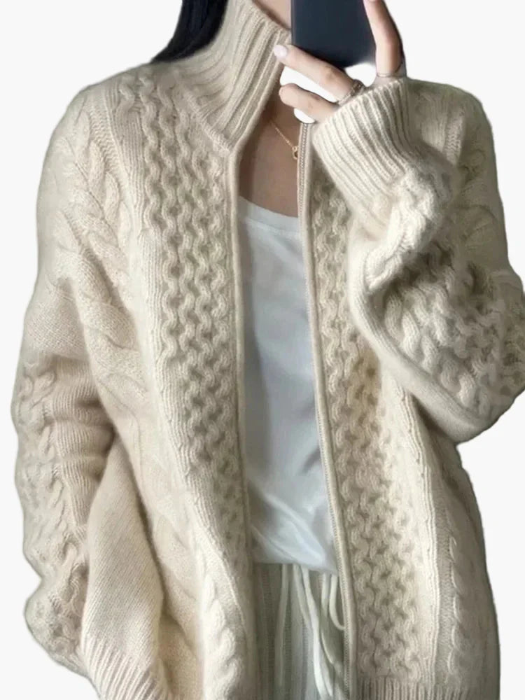 Women's Cable Knit Cardigan - Soft Everyday Knitwear