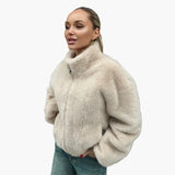 Ruby | Women's Teddy Fur Bomber Jacket – Stylish Winter Coat