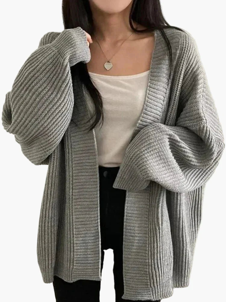 Oversized Knit Cardigan - Ladies' Casual Slouchy Fit Top