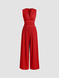 Sleeveless Wide-Leg Jumpsuit - Elegant Relaxed Occasion Fit