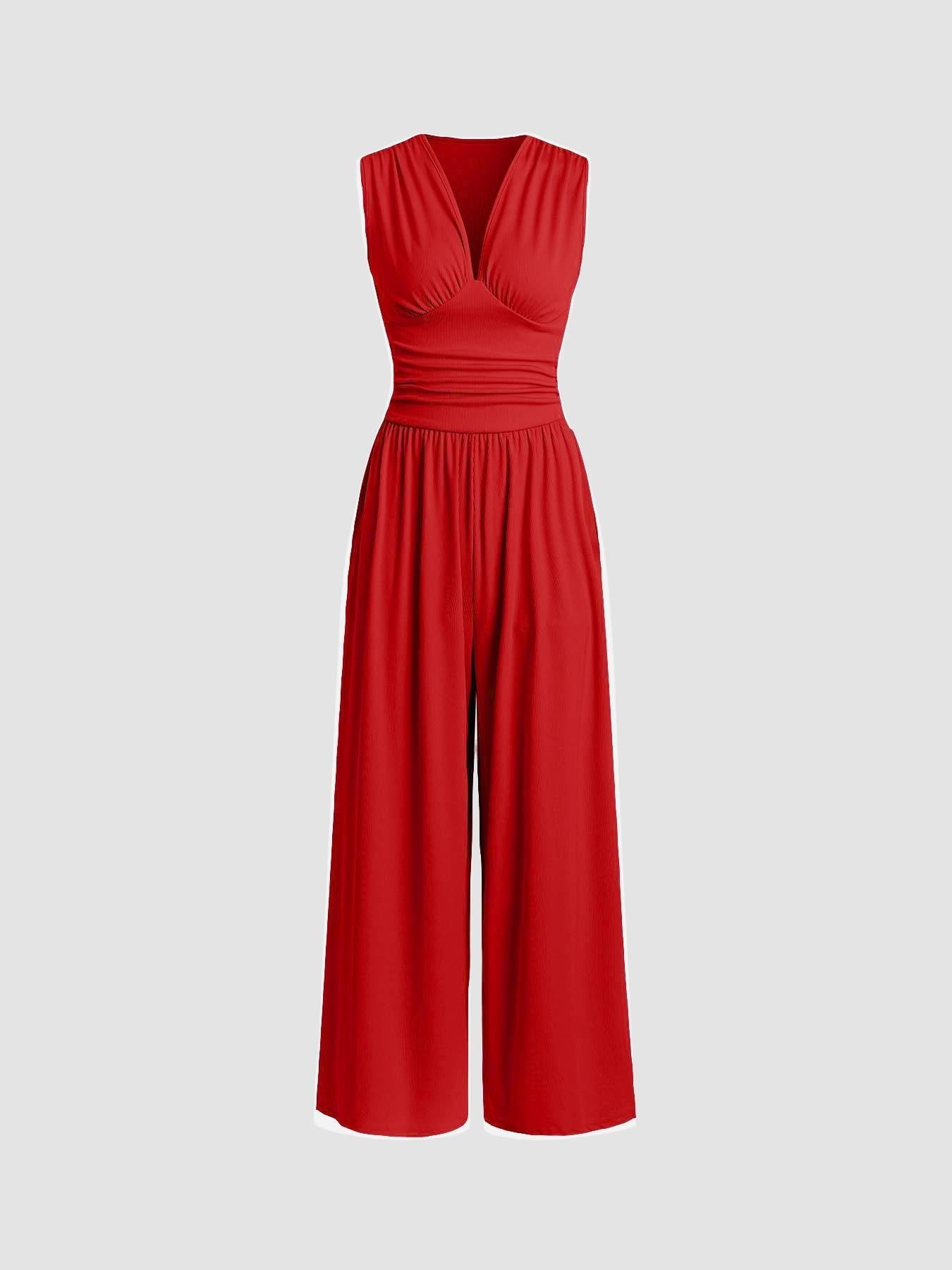 Sleeveless Wide-Leg Jumpsuit - Elegant Relaxed Occasion Fit