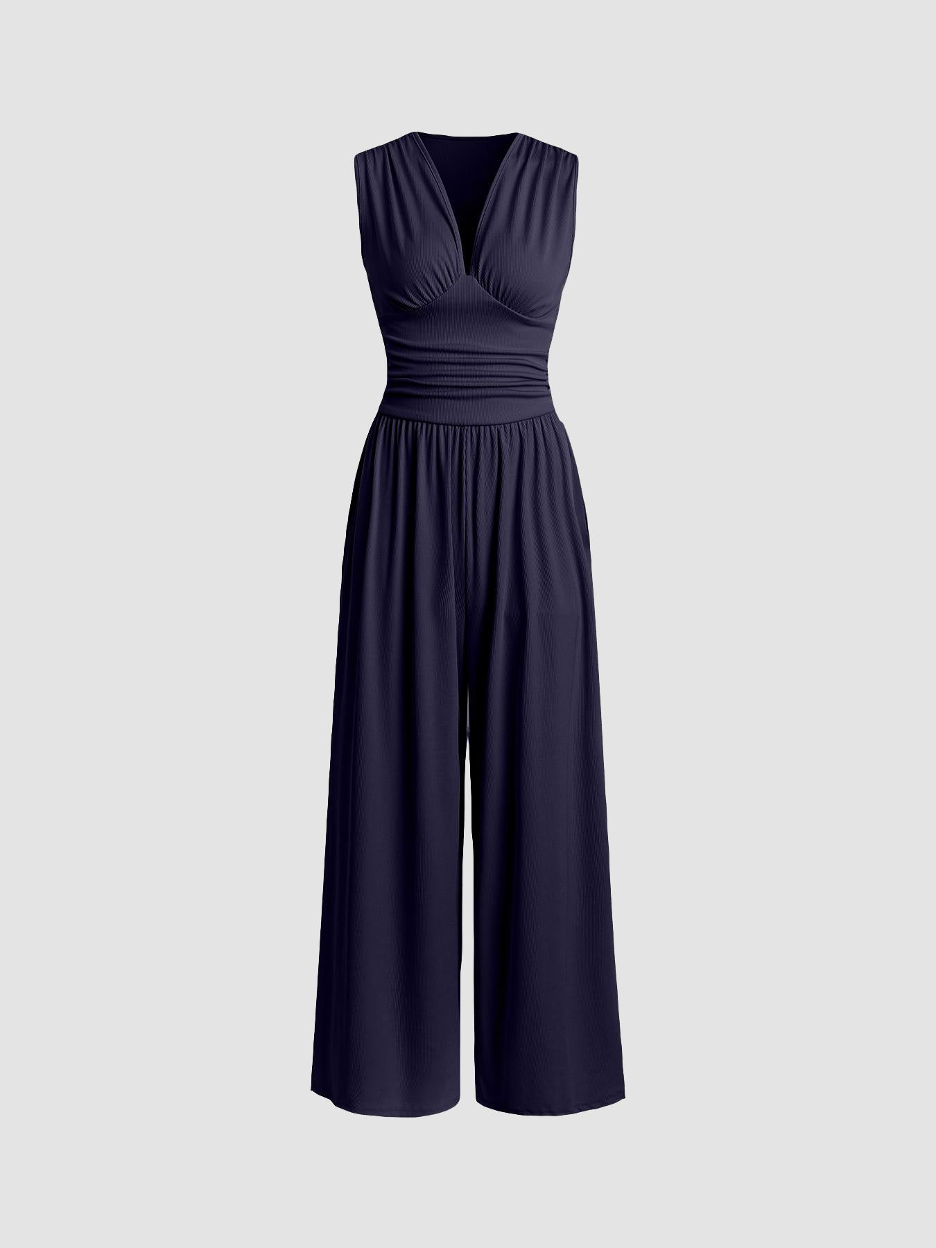 Sleeveless Wide-Leg Jumpsuit - Elegant Relaxed Occasion Fit