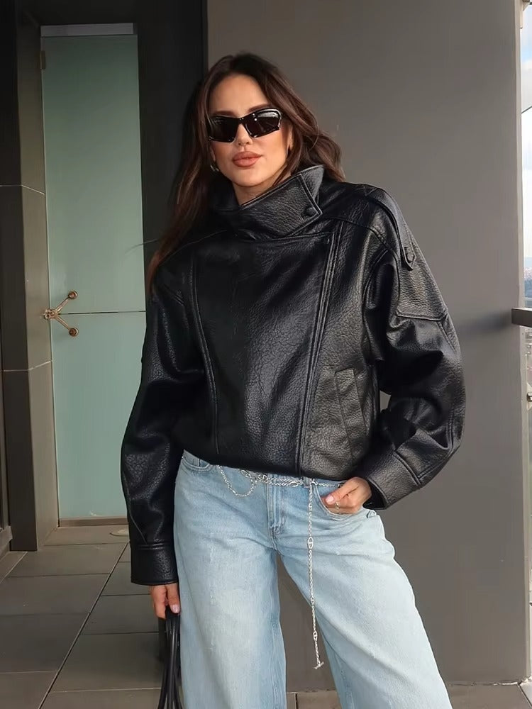 Asymmetrical Leather Jacket