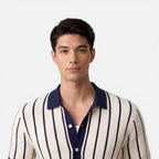 Striped Knit Polo Shirt - Lightweight Classic Summer Fit