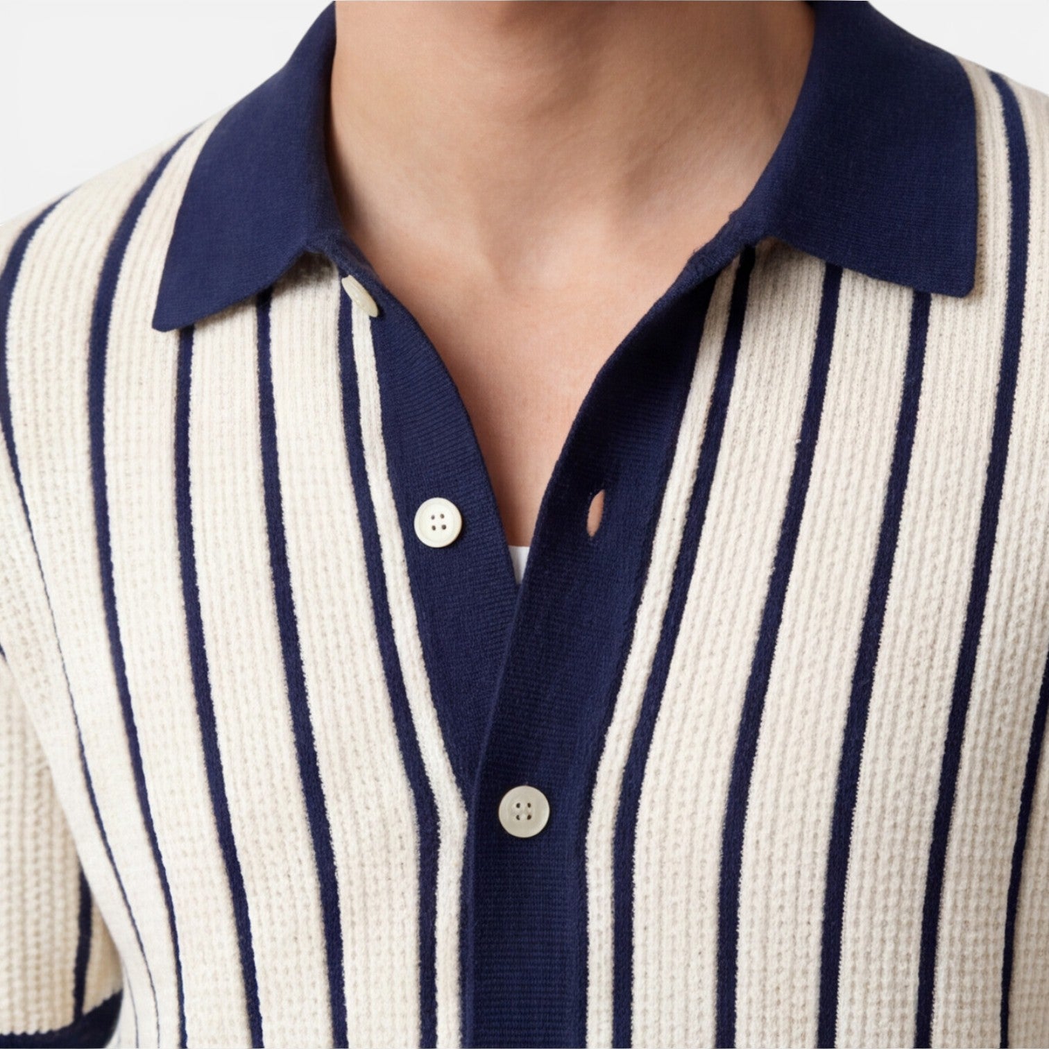 Striped Knit Polo Shirt - Lightweight Classic Summer Fit