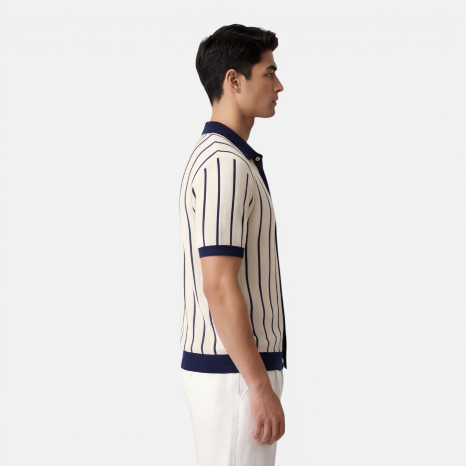 Striped Knit Polo Shirt - Lightweight Classic Summer Fit