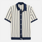 Striped Knit Polo Shirt - Lightweight Classic Summer Fit