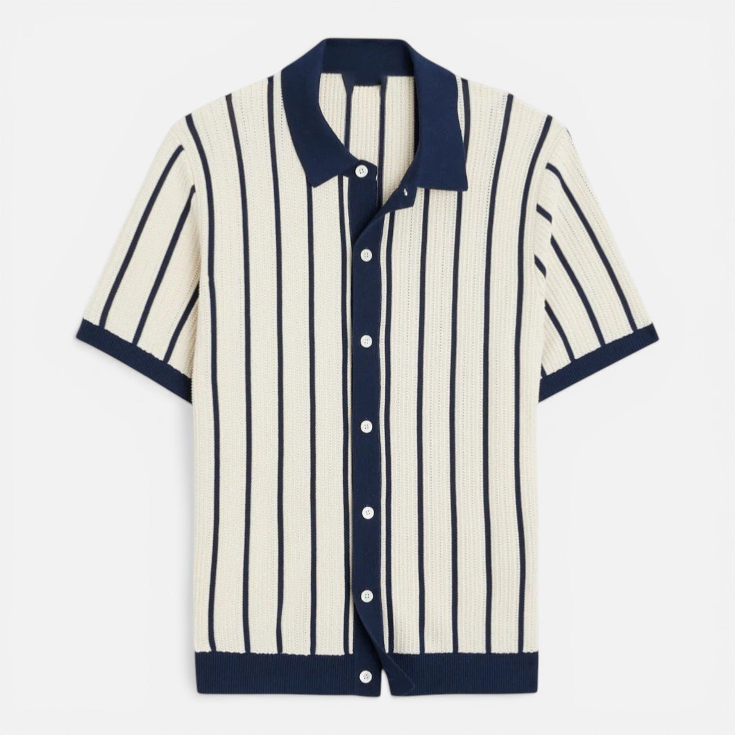 Striped Knit Polo Shirt - Lightweight Classic Summer Fit