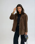 Suede Blazer Jacket - Relaxed Tailored Fit Lightweight Smart Casual Jacket for Everyday Layering and Modern Wear