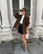 Suede Blazer Jacket - Relaxed Tailored Fit Lightweight Smart Casual Jacket for Everyday Layering and Modern Wear
