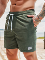 Swim Trunks - Relaxed Summer Fit Striped Swim Shorts for Beach Holidays and Poolside Wear