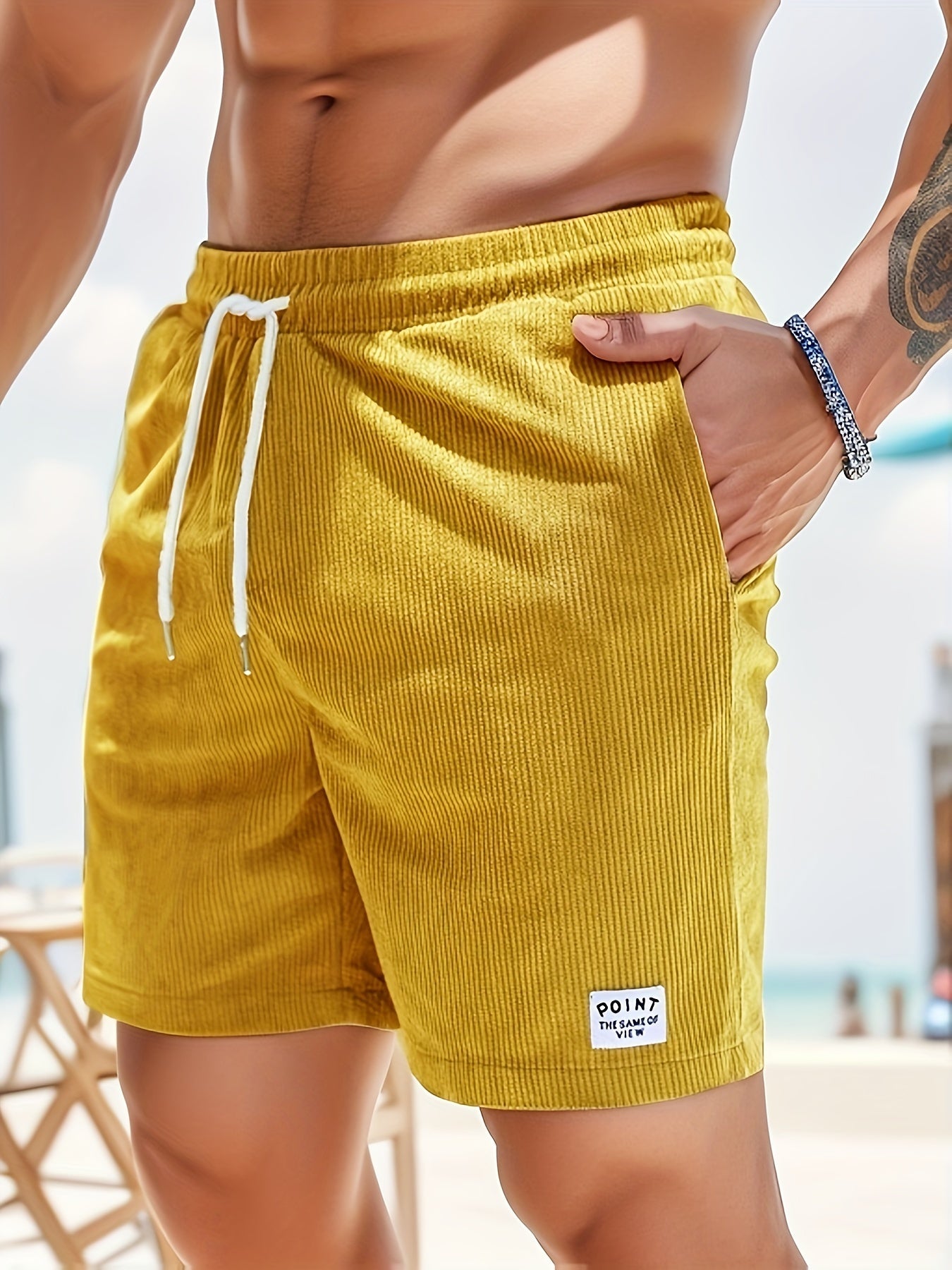 Swim Trunks - Relaxed Summer Fit Striped Swim Shorts for Beach Holidays and Poolside Wear
