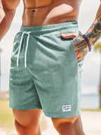 Swim Trunks - Relaxed Summer Fit Striped Swim Shorts for Beach Holidays and Poolside Wear