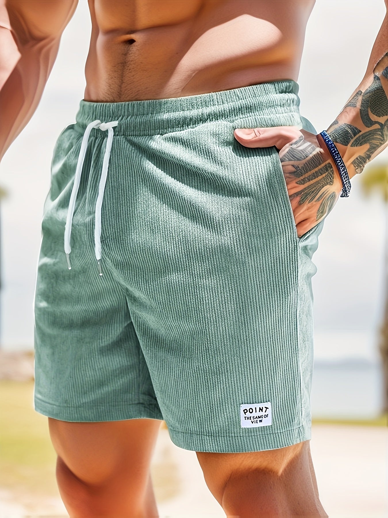 Swim Trunks - Relaxed Summer Fit Striped Swim Shorts for Beach Holidays and Poolside Wear