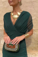 V-Neck Maxi Dress - Sleeveless Occasion Maxi Dress with Flowy Silhouette for Evening Wear and Modern Event Styling