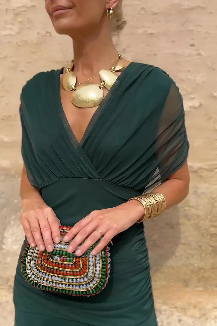 V-Neck Maxi Dress - Sleeveless Occasion Maxi Dress with Flowy Silhouette for Evening Wear and Modern Event Styling