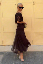 V-Neck Maxi Dress - Sleeveless Occasion Maxi Dress with Flowy Silhouette for Evening Wear and Modern Event Styling