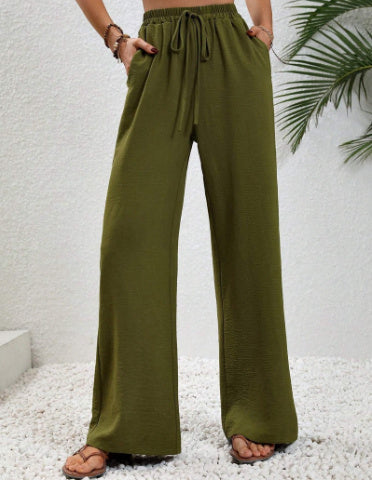Stephanie | Women's Wide Leg Drawstring Trousers – Casual Fit with Pockets