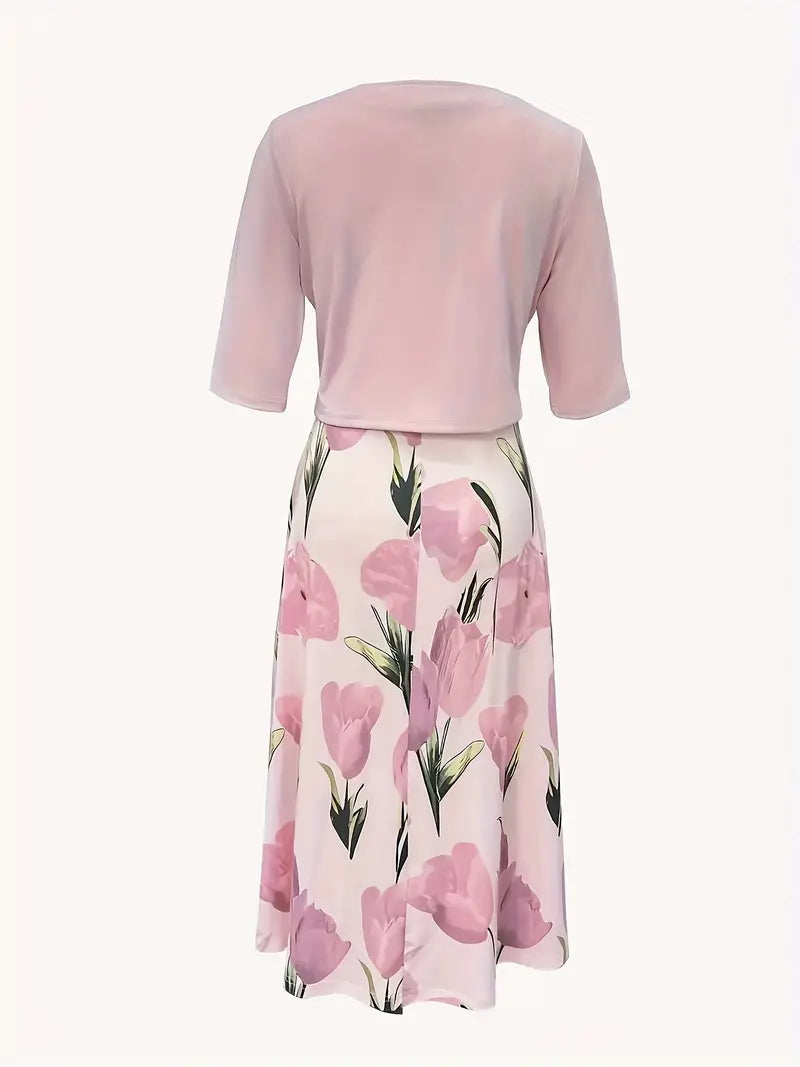 Women’s Floral Matching Maxi Set Dress