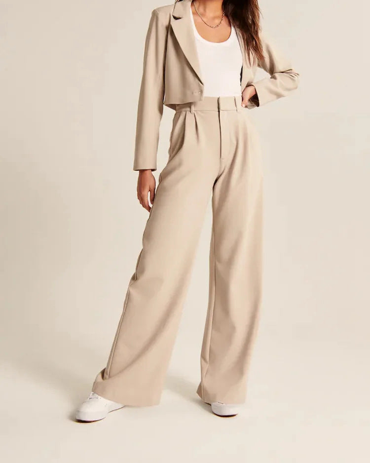 Kate | Women's High Waisted Wide Leg Trousers – With Practical Pockets
