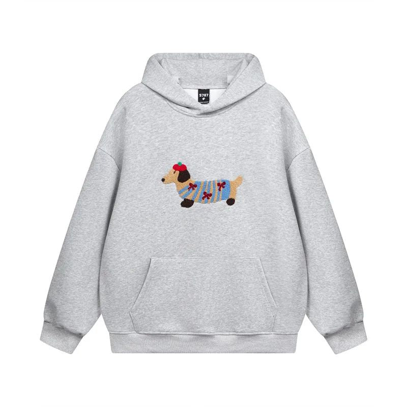 Unisex Oversized Hoodie with Dachshund Embroidery