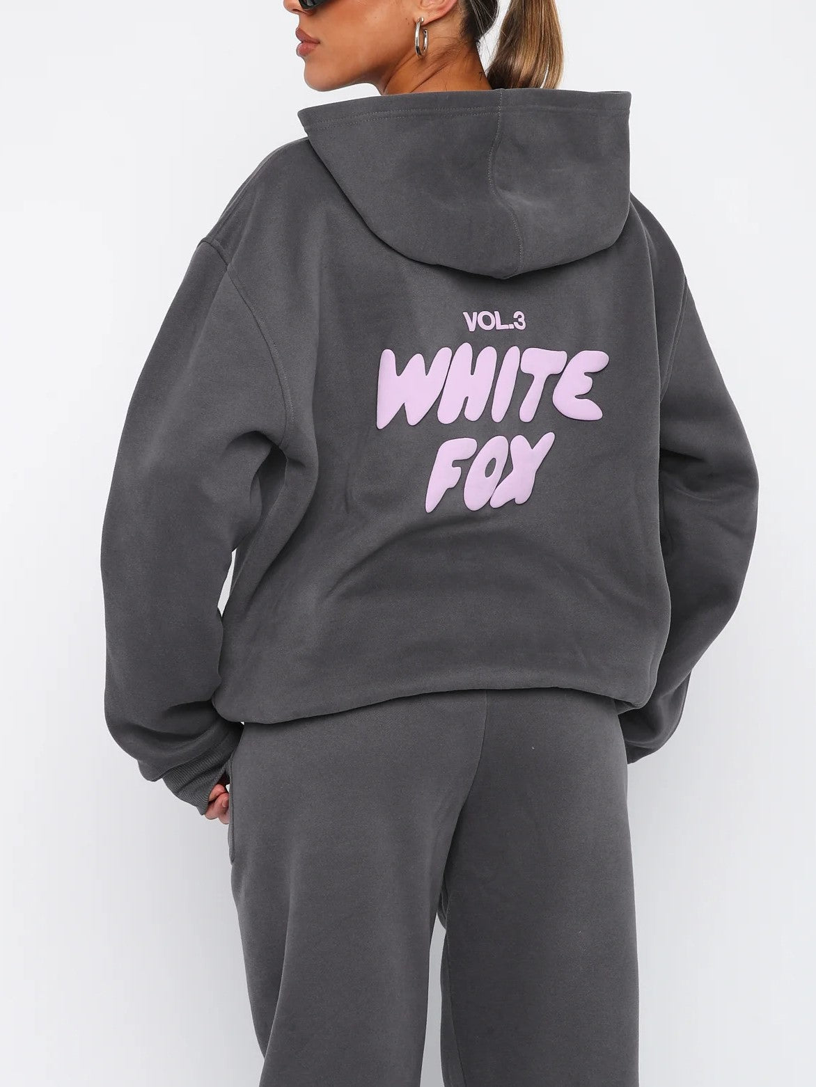 Cropped Tracksuit Set - Relaxed Fit Two-Piece Loungewear with Back Print Detail