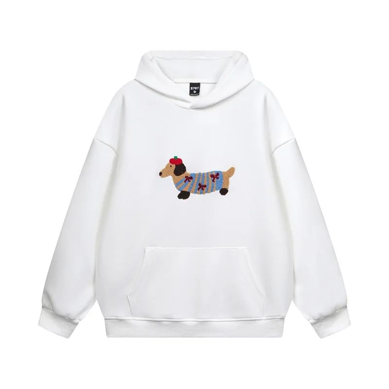 Unisex Oversized Hoodie with Dachshund Embroidery