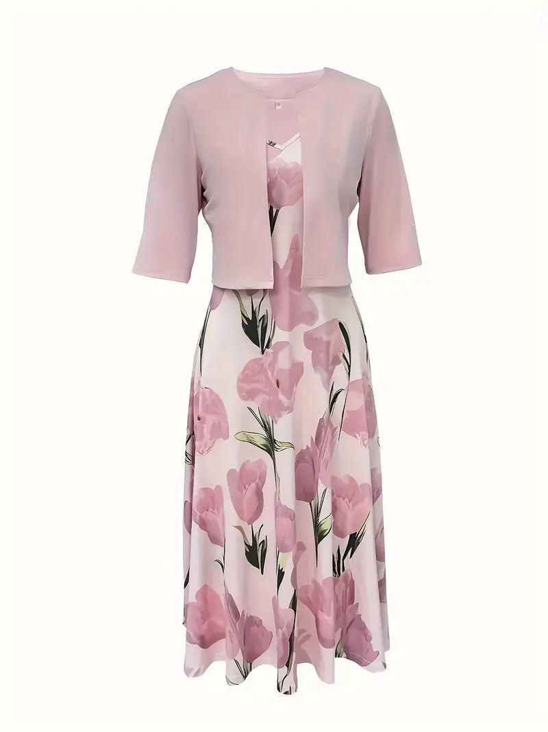 Women’s Floral Matching Maxi Set Dress