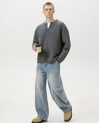Cable Knit Notch Neck Sweater – Classic Warm Knit