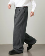 Men’s Wool Blend Wide-Leg Trousers – Smart Tailored