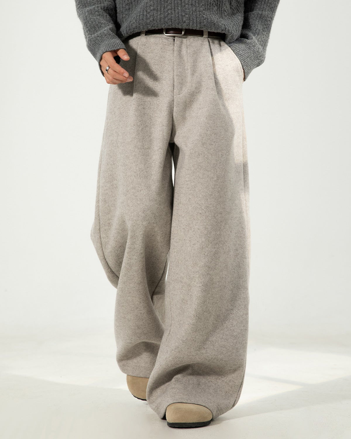 Men’s Wool Blend Wide-Leg Trousers – Smart Tailored