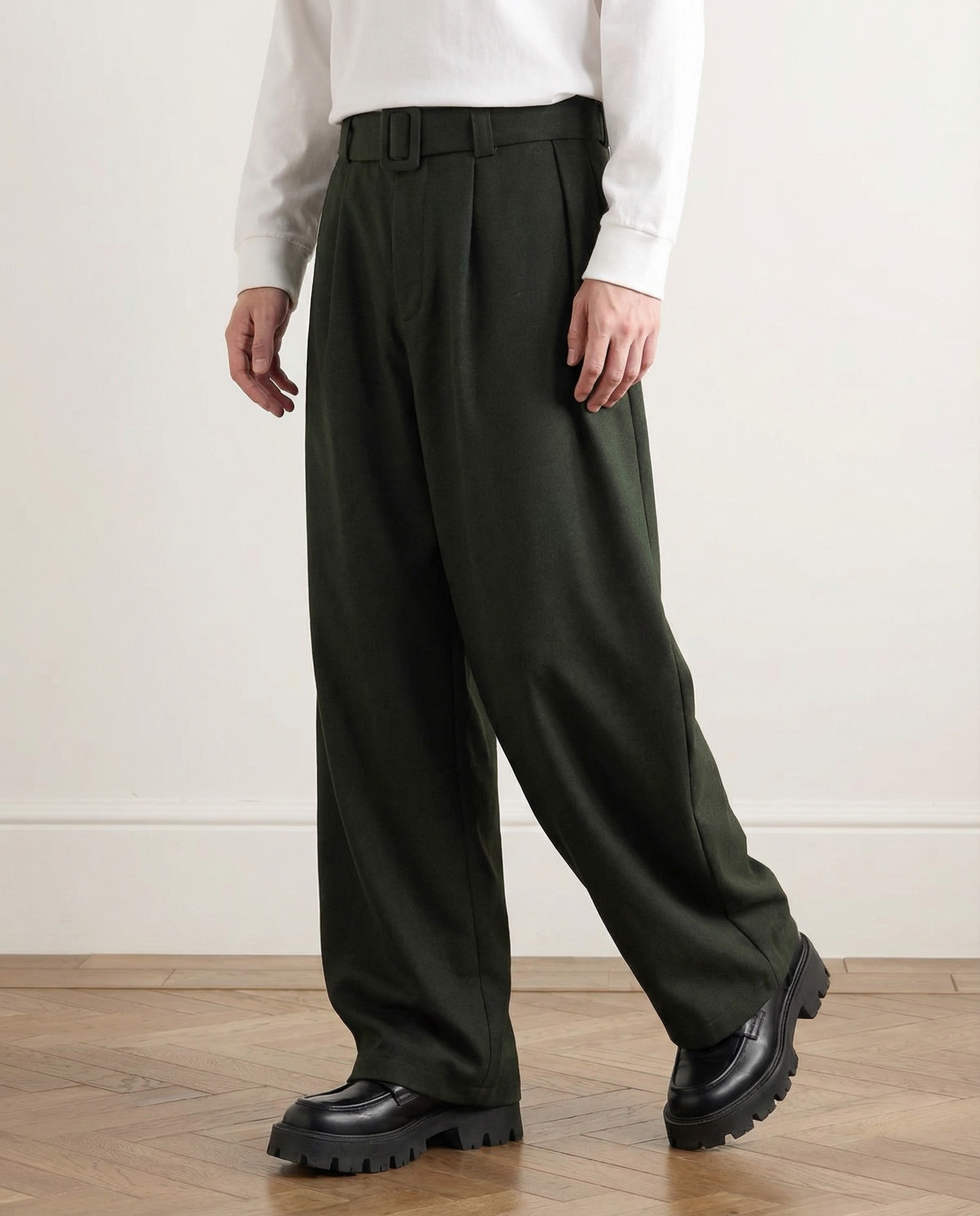 Wool-Blend Wide-Leg Trousers