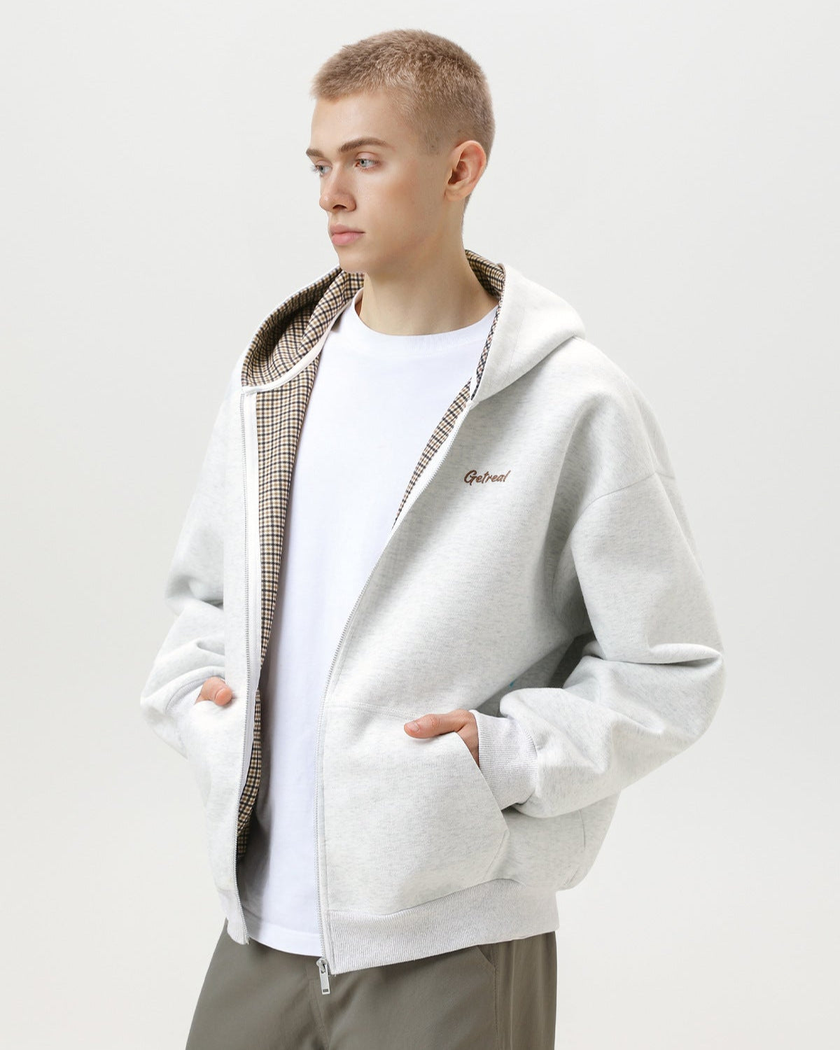 Checked Zip Hoodie
