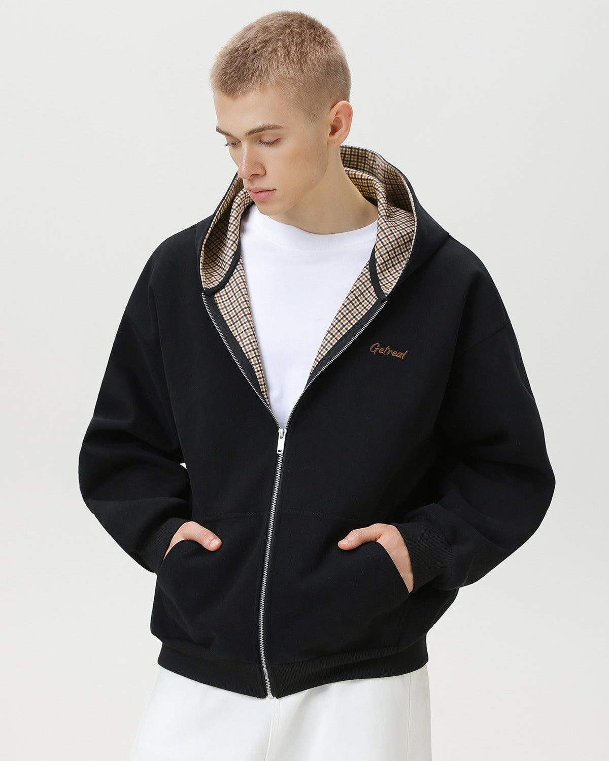 Checked Zip Hoodie