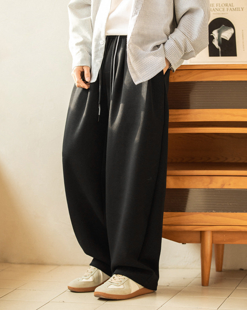 Relaxed Wide-Leg Drawstring Trousers for Men – Comfort