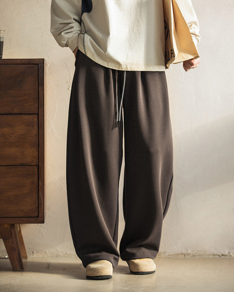 Relaxed Wide-Leg Drawstring Trousers for Men – Comfort