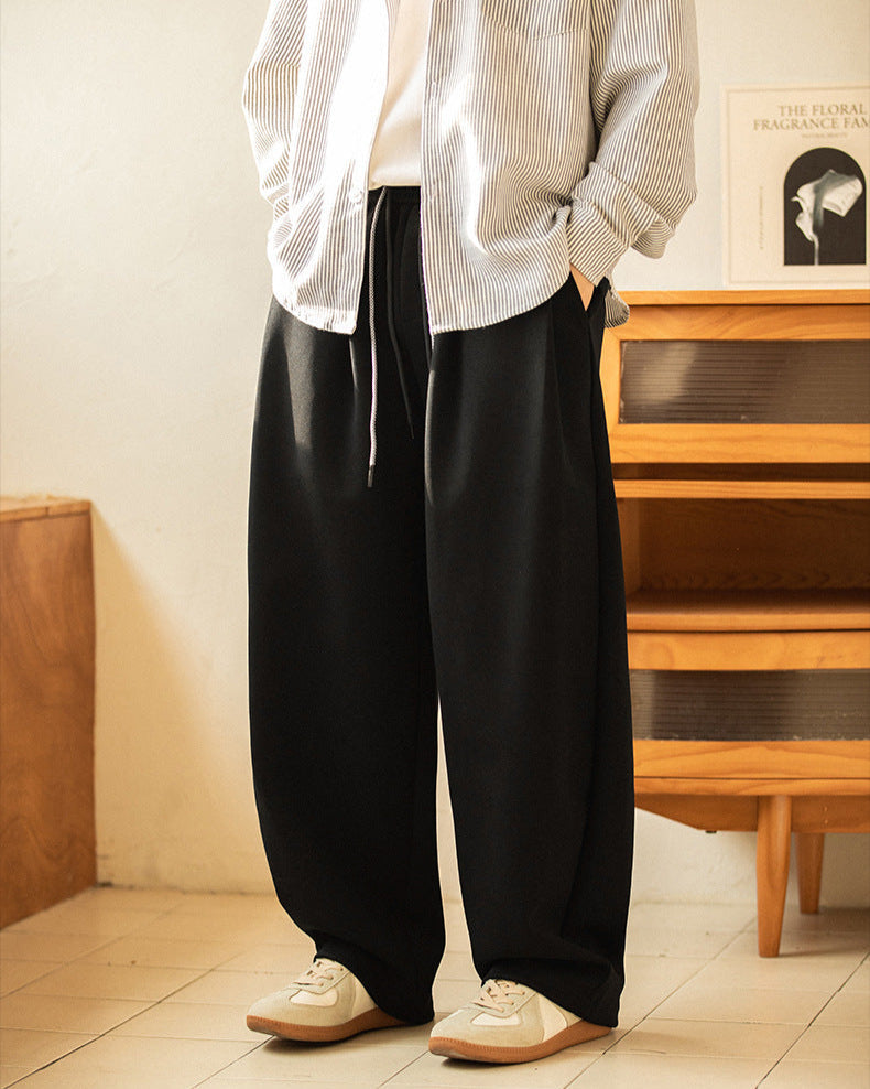 Relaxed Wide-Leg Drawstring Trousers for Men – Comfort